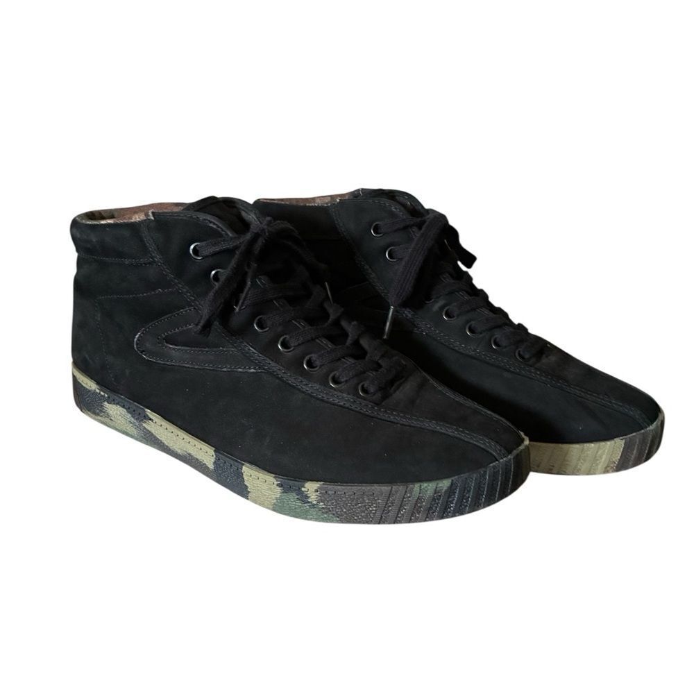 Tretorn Black and Green High-Top Sneakers Mens Size 10.5